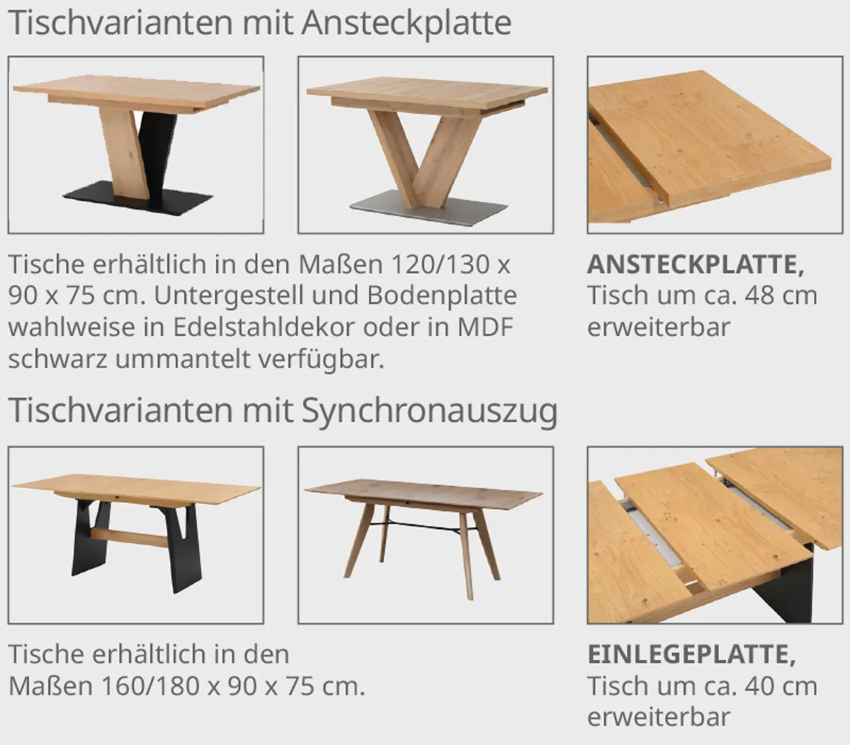 Tischvarianten